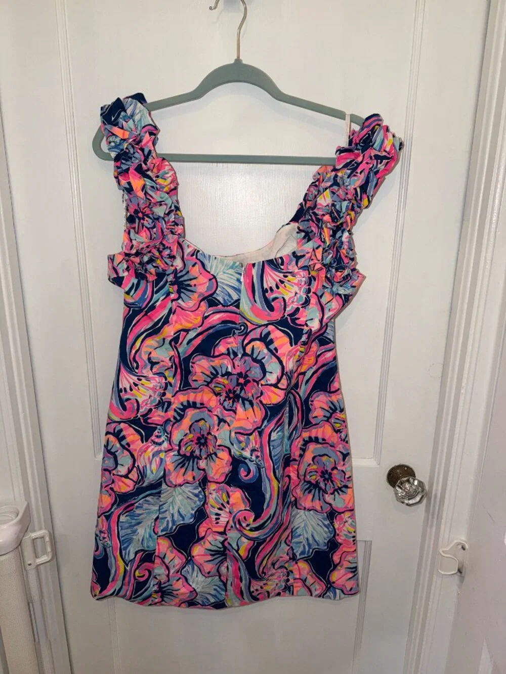 Lilly Pulitzer Devina Stretch Dress, Nauti Navy Boho Bateau Print, Size 14 - Picture 3 of 3